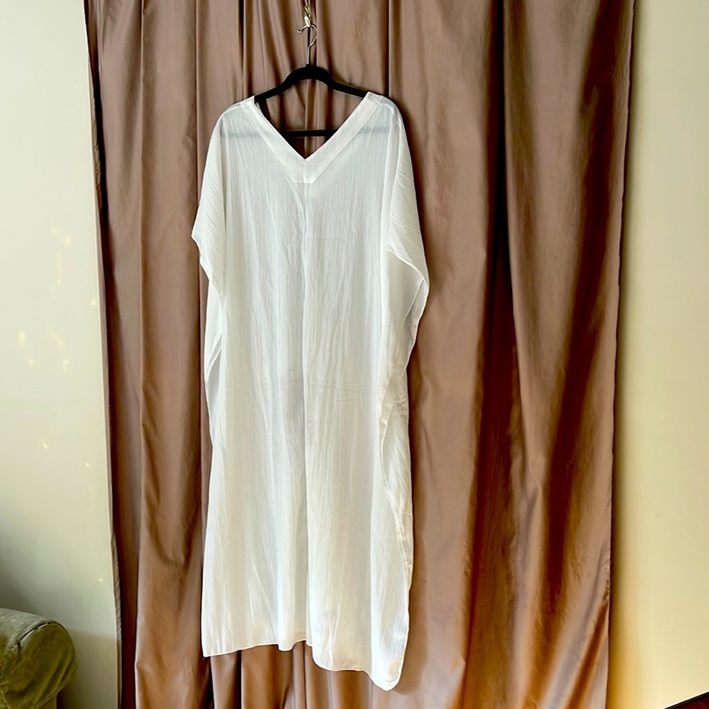 Flowing Gauze V Neck Caftan